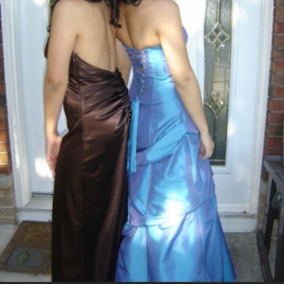 Alfred Angelo Metallic Blue Prom Dress - Picture 2 of 6